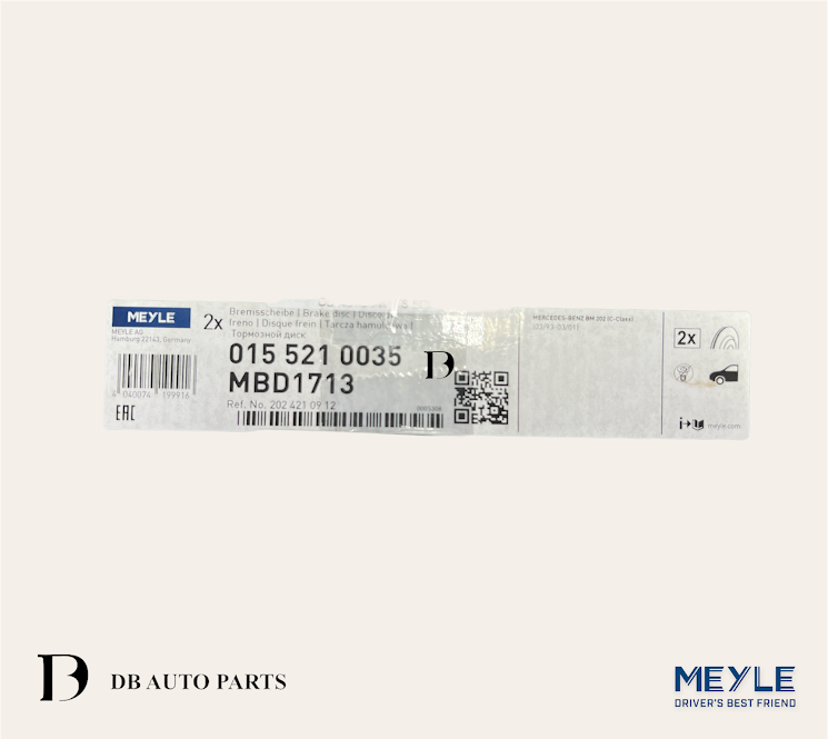 MEYLE MERCEDES BENZ W202 C200 C220 C230 FRONT BRAKE DISC / DISC ROTOR SET / 2PCS 	(0155210035)(2024210912)