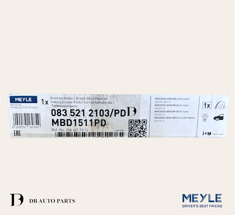 MEYLE PD MERCEDES BENZ C-CLASS W204 C280 E-CLASS W212 E200 E300 FRONT BRAKE DISC SET / 2PCS  (0835212103)(0004211112)