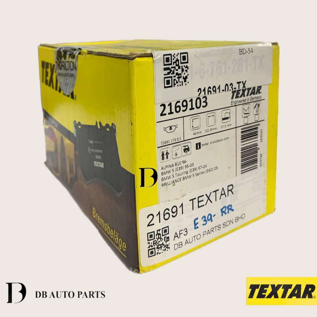 TEXTAR BMW E39 REAR BRAKE PADS (34211163395)(2169103)(34216761281)