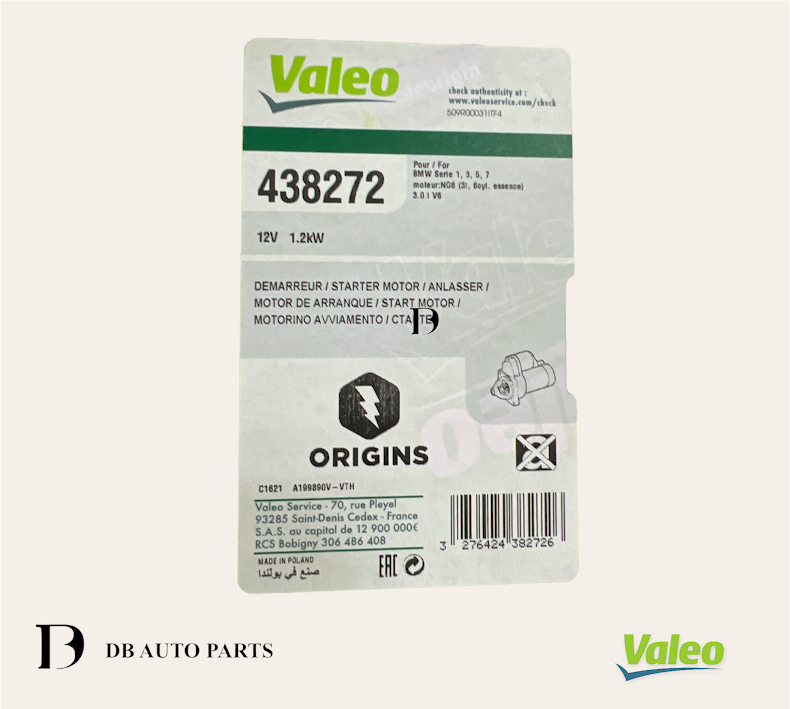 VALEO BMW E90 318i 325i E60 523i 525i F10 520i STARTER MOTOR  (438272)(12412354701)(MS813)